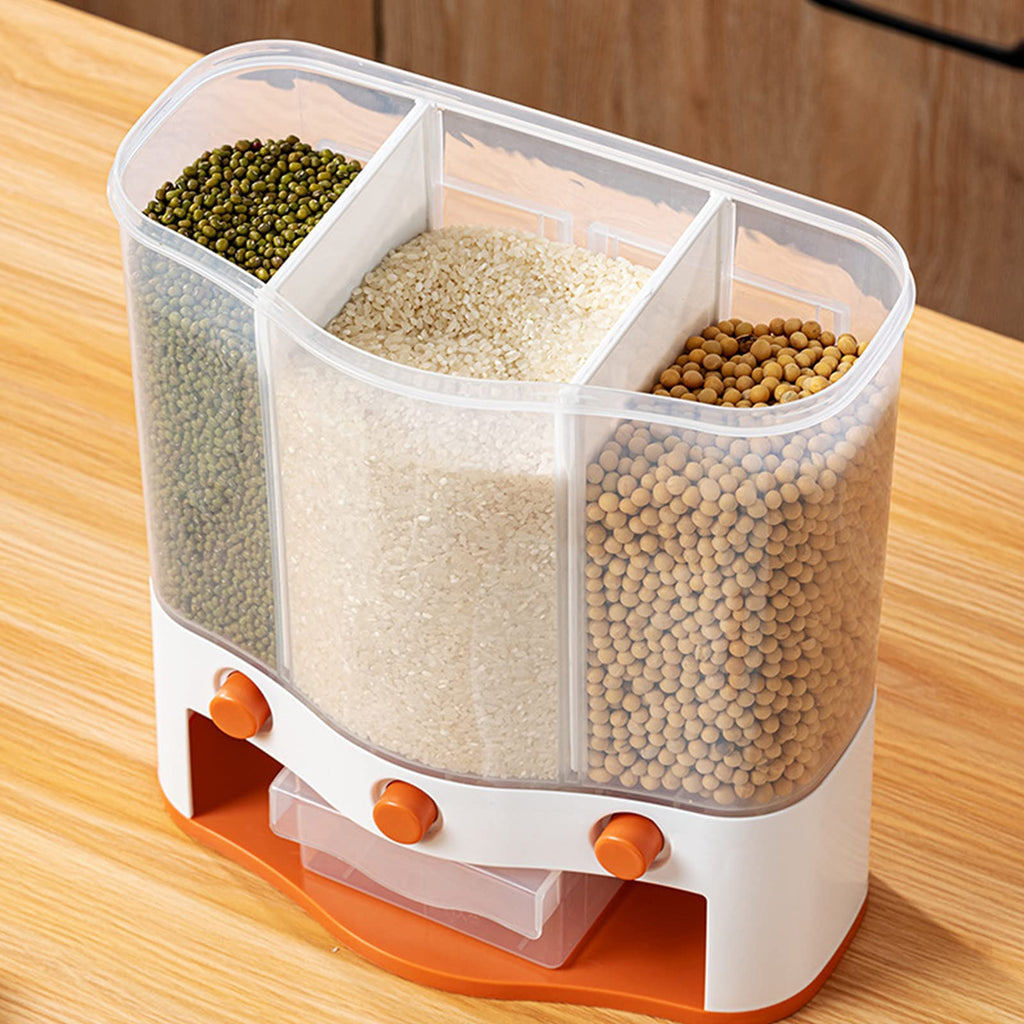 HB1 Pet Dog Food Storage Food Bucket Dog Snack Box Sealed Moisture-Proof Compartment Grain Storage Tank Partition Storage of Staple Foods,Green
