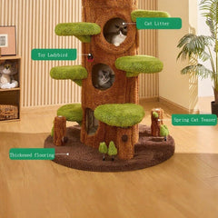 FURUIM2024M Cat Climbing Ultra High Cat Tree Indoor Tower Apartment with Grab Post Soft Mattress Bed