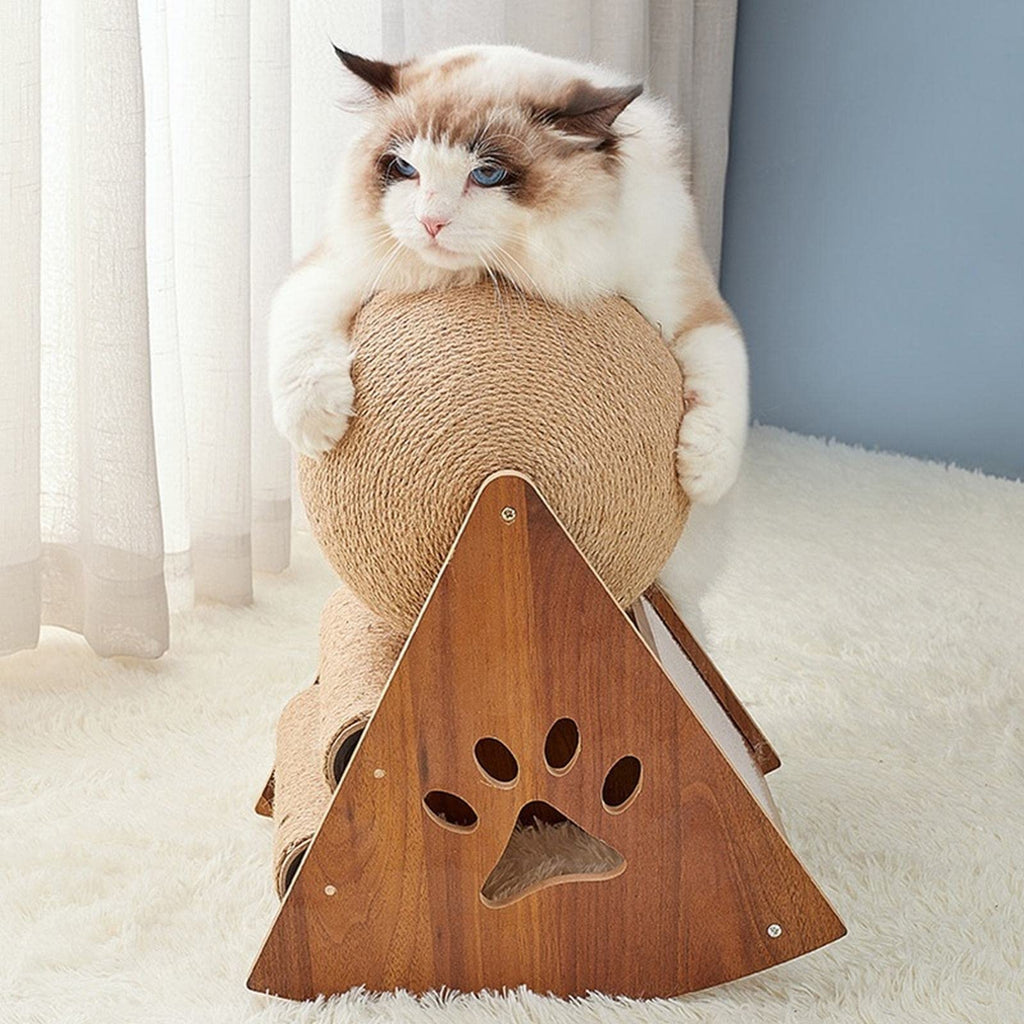 MENGKK Interactive Toys for Cats New Large Tumbler Cat Catching Ball Sisal Column Scratching Solid Wood Climbing Frame Toys Accessories