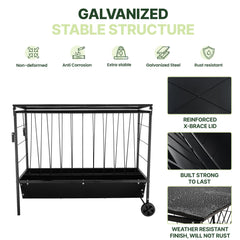 Goatzy 2-in-1 Galvanized Hay & Grain Feeder with Roof