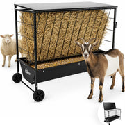 Goatzy 2-in-1 Galvanized Hay & Grain Feeder with Roof