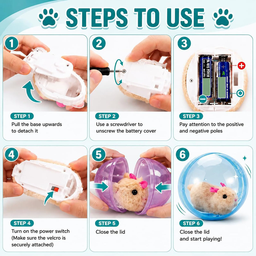 2026 New Self-Rolling Interactive Cat Ball,Realistic Animal Automatic Moving Toy,360° Spin Chasing Ball with Plush Animal Inside,Fun Indoor Interactive Pet Balls for Cats & Dogs(No Battery)(1)