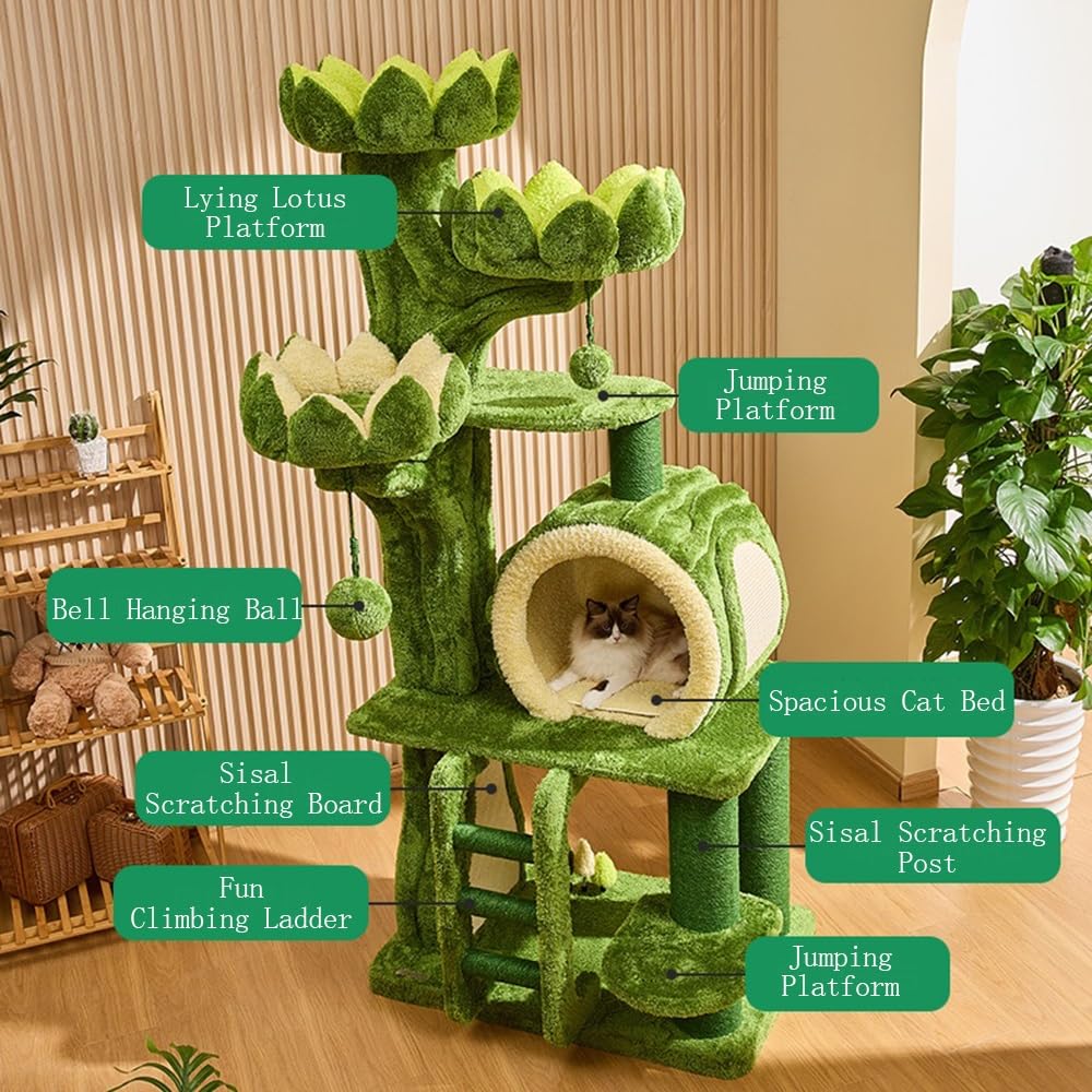 Indoor Lotus Shaped Cat Climbing Frame Large Tree Toy Cat Condo