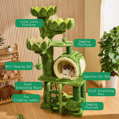 Lotus-Shaped Cat Tree & Climbing Condo for Indoor Cats