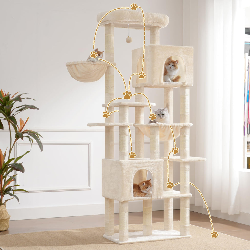 Heybly Cat Tree, 76-Inch Tall Heavy Duty Cat Tower for Big Cats