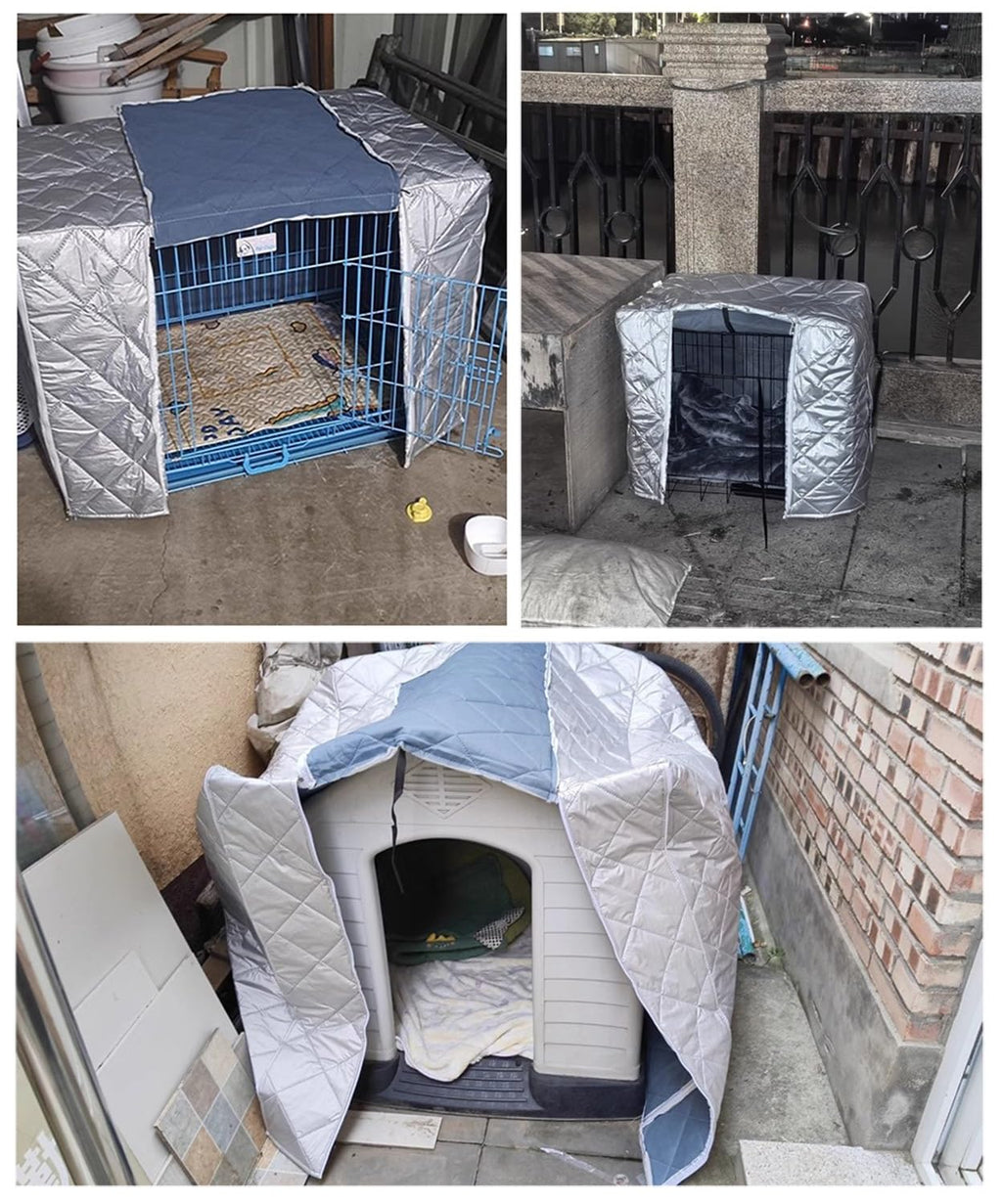 Winter Dog Crate Cover, Insulated & Breathable Outdoor Kennel Blanket for 24"-48" Crates, Custom Size (48x30x33in), Keeps Pets Warm & Private