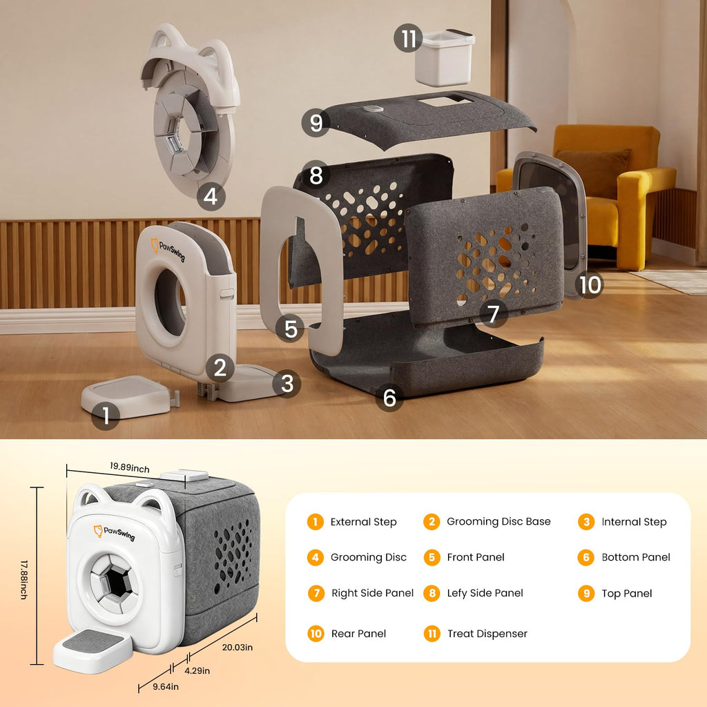 PawSwing Pro Cat Self Grooming House with Smart Feeder & Tracking Sensor