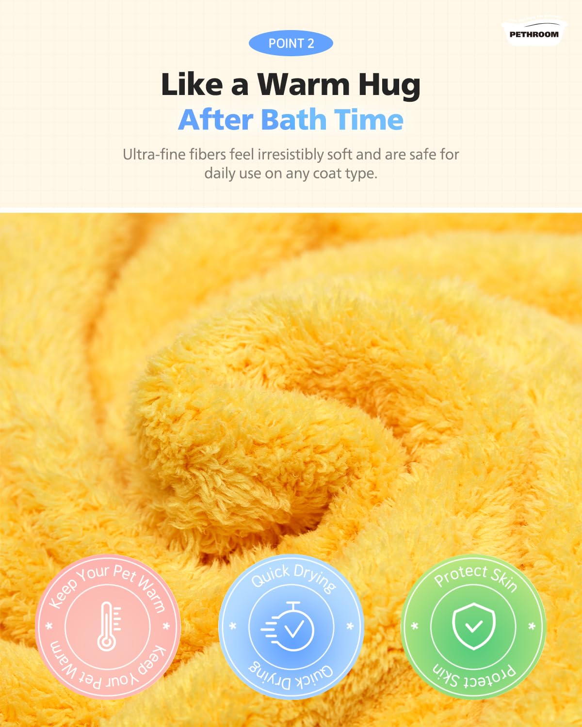 [PETHROOM] Sponge Dog Towels for Drying Dogs, Cats & Puppies Alike | Lightweight, Super Absorbent & Quick Drying Doggie Dryer Microfiber Towel | Soft Microfiber Pet Bath Towel (Large)