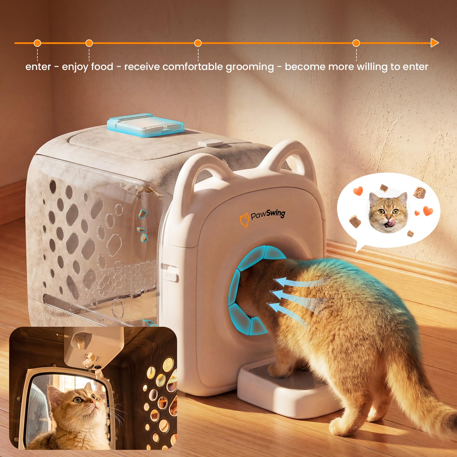 PawSwing Pro Cat Self Grooming House with Smart Feeder & Tracking Sensor