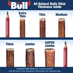 ValueBull 6-Inch Thick USA Bully Sticks for Large Dogs - 400 Count