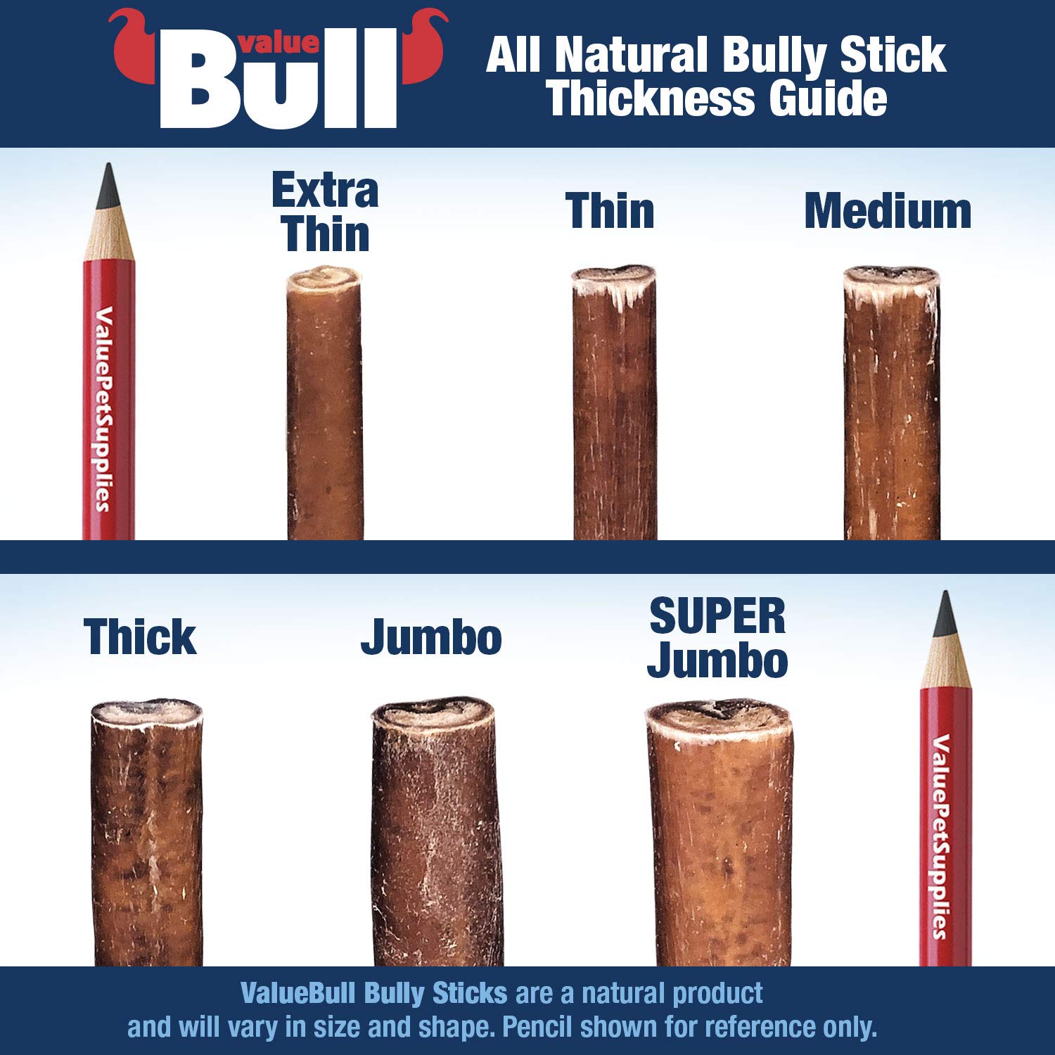 ValueBull USA Bully Sticks for Large Dogs, Thick 6 Inch, 400 Count