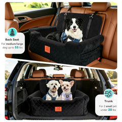 XIEEAOZEE Memory Foam Dog Car Seat for Dogs Up to 55 lbs