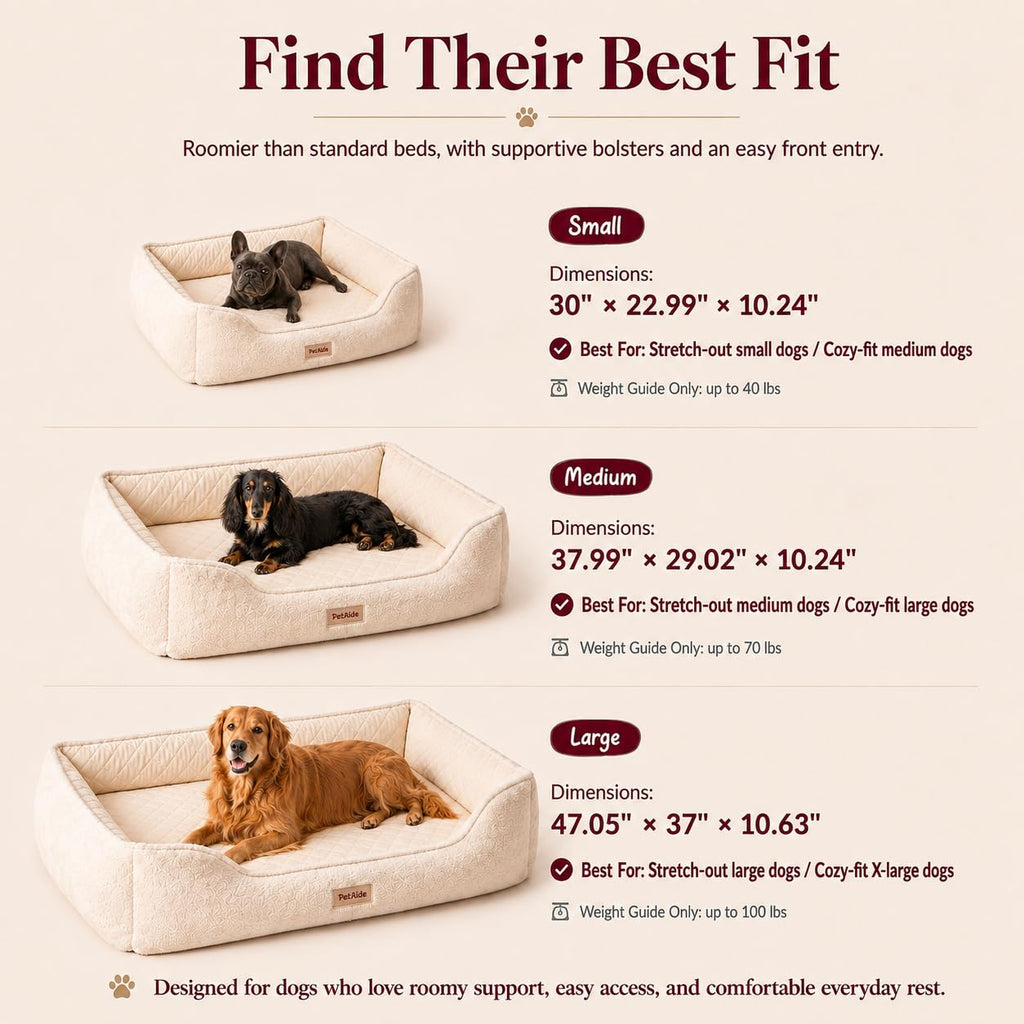 Orthopedic Dog Bed for Dogs, Puppies&Cats - Fluffy Comfort Pet Bed w/Memory Foam, Dog Pillow, Non-Slip Bottom&Durable Zipper. Cooling Crate Pad w/Chew Proof, Washable&Waterproof Cover