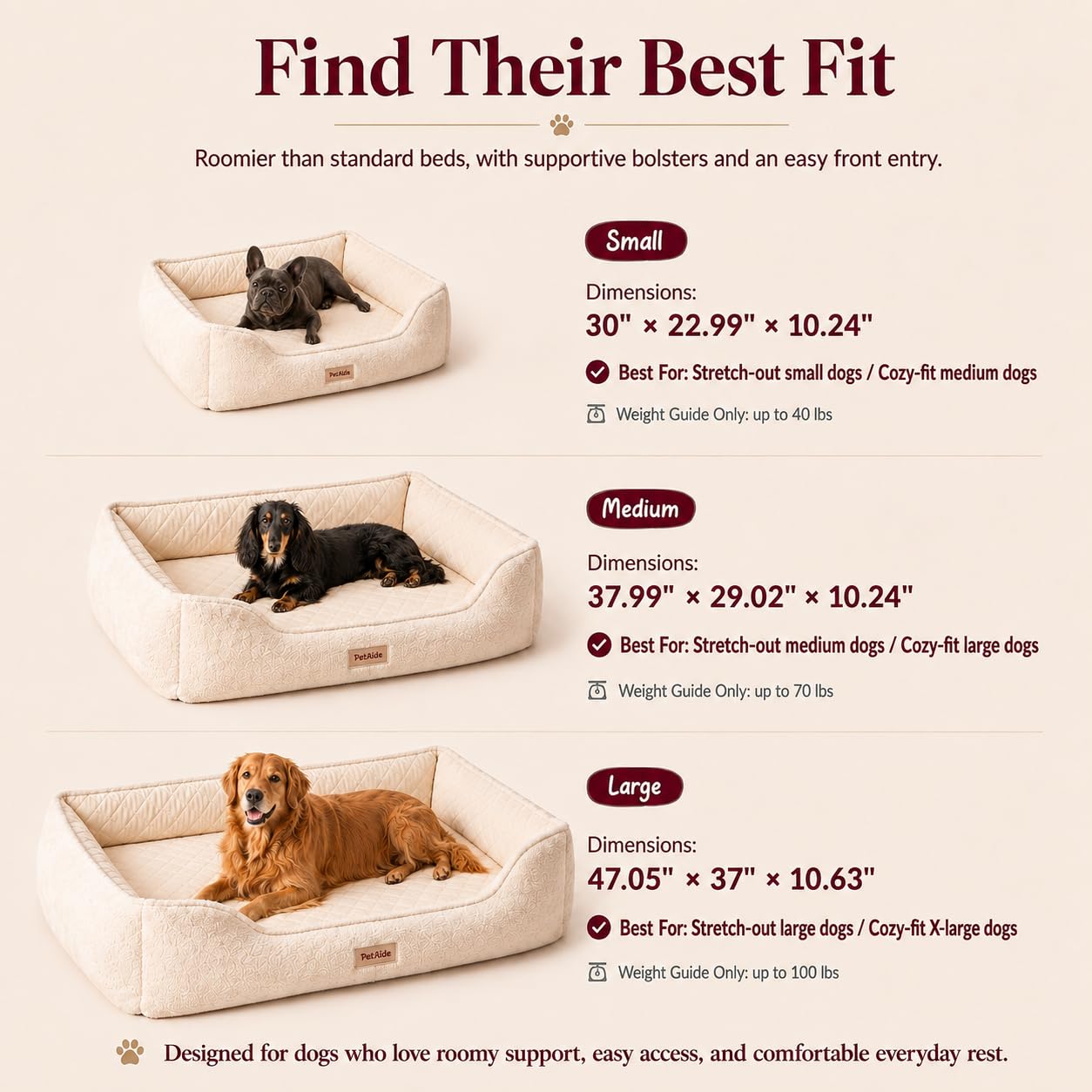 Orthopedic Dog Bed for Dogs, Puppies&Cats - Fluffy Comfort Pet Bed w/Memory Foam, Dog Pillow, Non-Slip Bottom&Durable Zipper. Cooling Crate Pad w/Chew Proof, Washable&Waterproof Cover