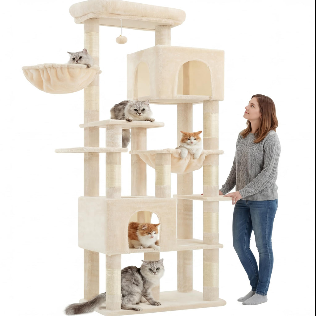 Heybly Cat Tree, 76-Inch Tall Heavy Duty Cat Tower for Big Cats