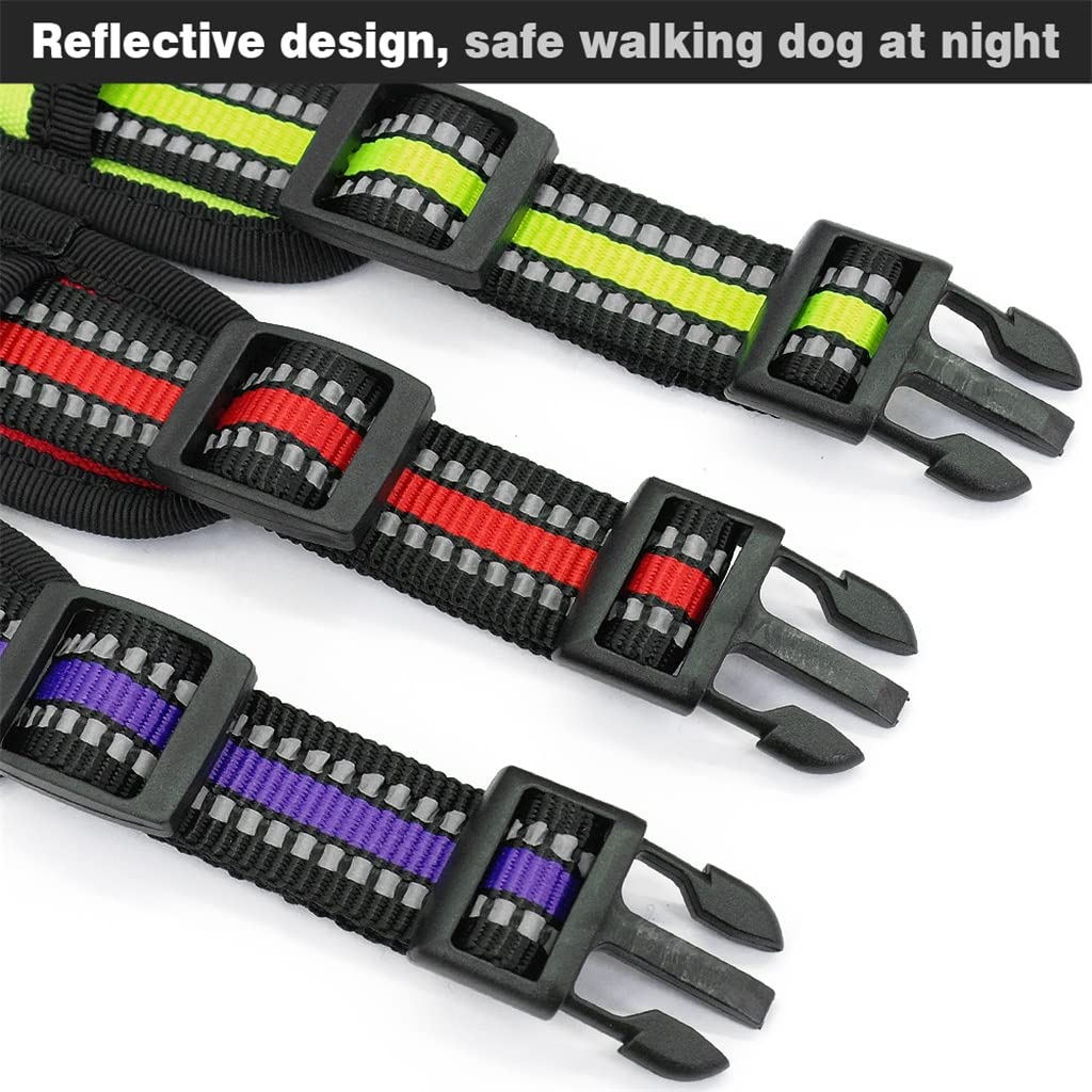 CVXSDFI Nylon Dog Collar Reflective Soft Padded Collars Wide Pet Adjustable for Pitbull Bulldog Pug Small Medium Large