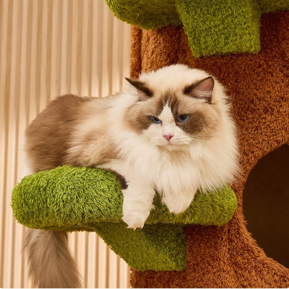 FURUIM2024M Cat Climbing Ultra High Cat Tree Indoor Tower Apartment with Grab Post Soft Mattress Bed