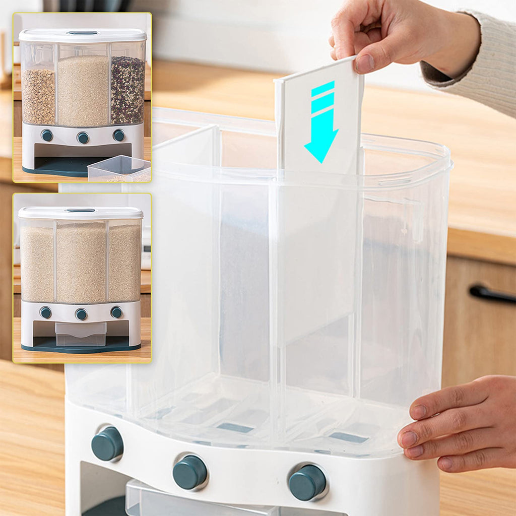HB1 Pet Dog Food Storage Food Bucket Dog Snack Box Sealed Moisture-Proof Compartment Grain Storage Tank Partition Storage of Staple Foods,Green