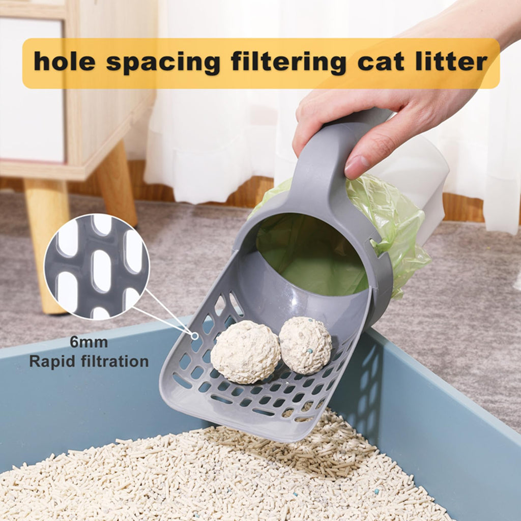 Kitty Scoop 2023 New Upgraded Cat Litter Scooper with Holder Portable & Reusable & Removable Cat Litter Scoop Holder with Litter Bag Better Experience than Before/258 (Color : 1 Set+8 Rolls Bags)