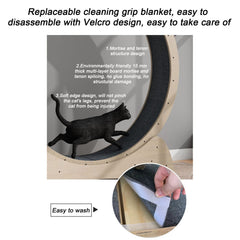 MAYKEA Wooden Cat Exercise Wheel with Scratching Surface