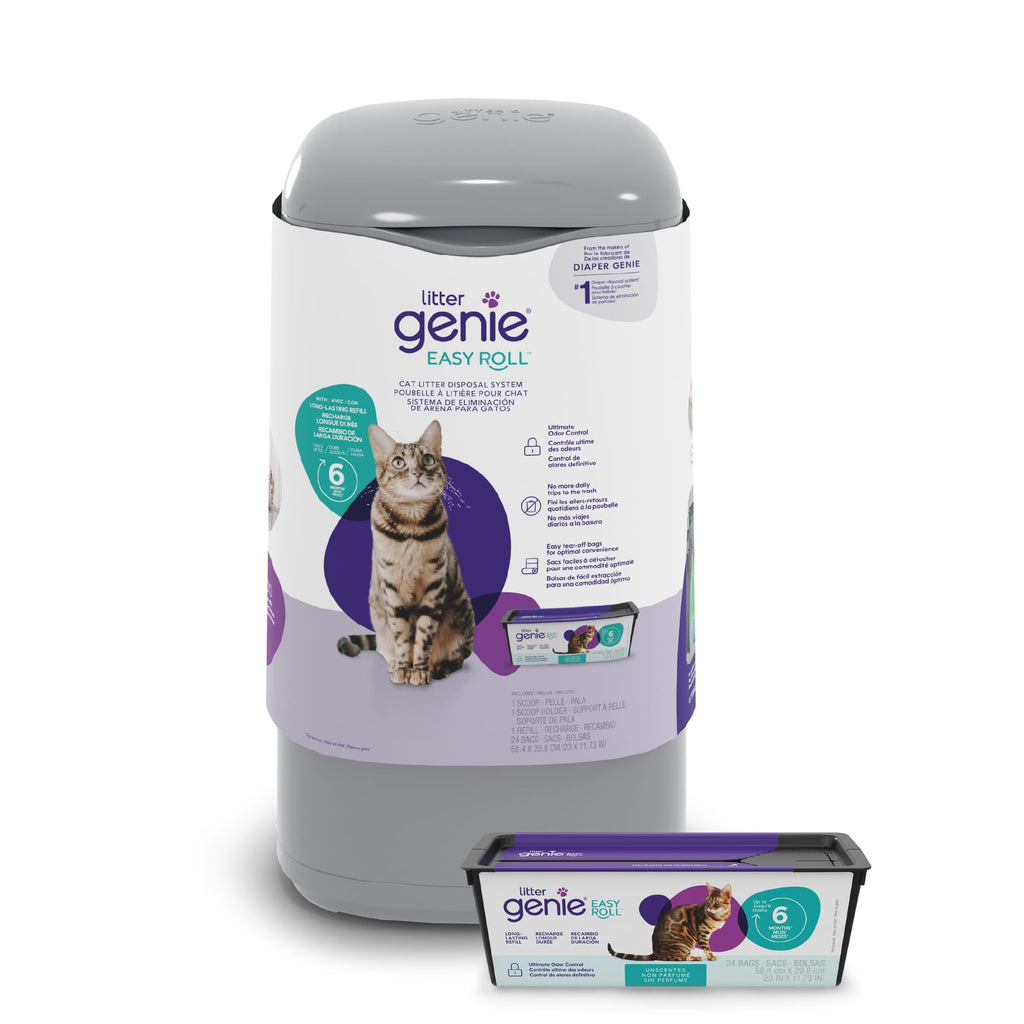 Litter Genie Easy Roll Pail Cat Litter Box Waste Disposal System