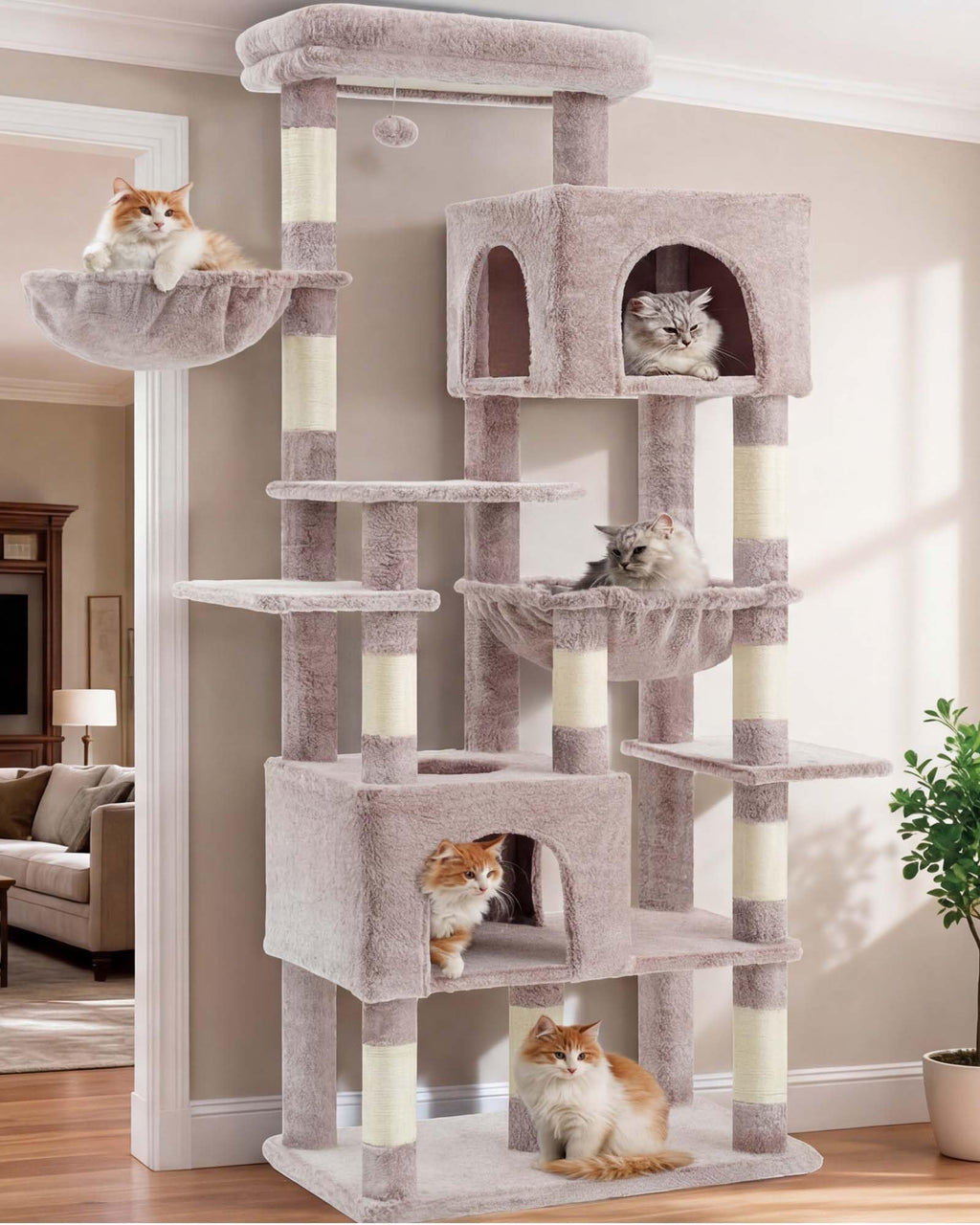 Heybly Cat Tree, 76-Inch Tall Heavy Duty Cat Tower for Big Cats