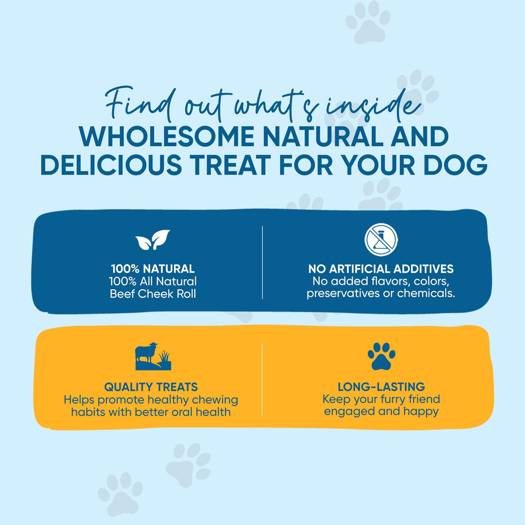 123 Treats Natural Dog Chew Bundle – 10 Count 6” Thick Beef Cheek Rolls + 1 lb Chicken Jerky | Long-Lasting Chews for Aggressive Chewers & High-Protein Training Treats