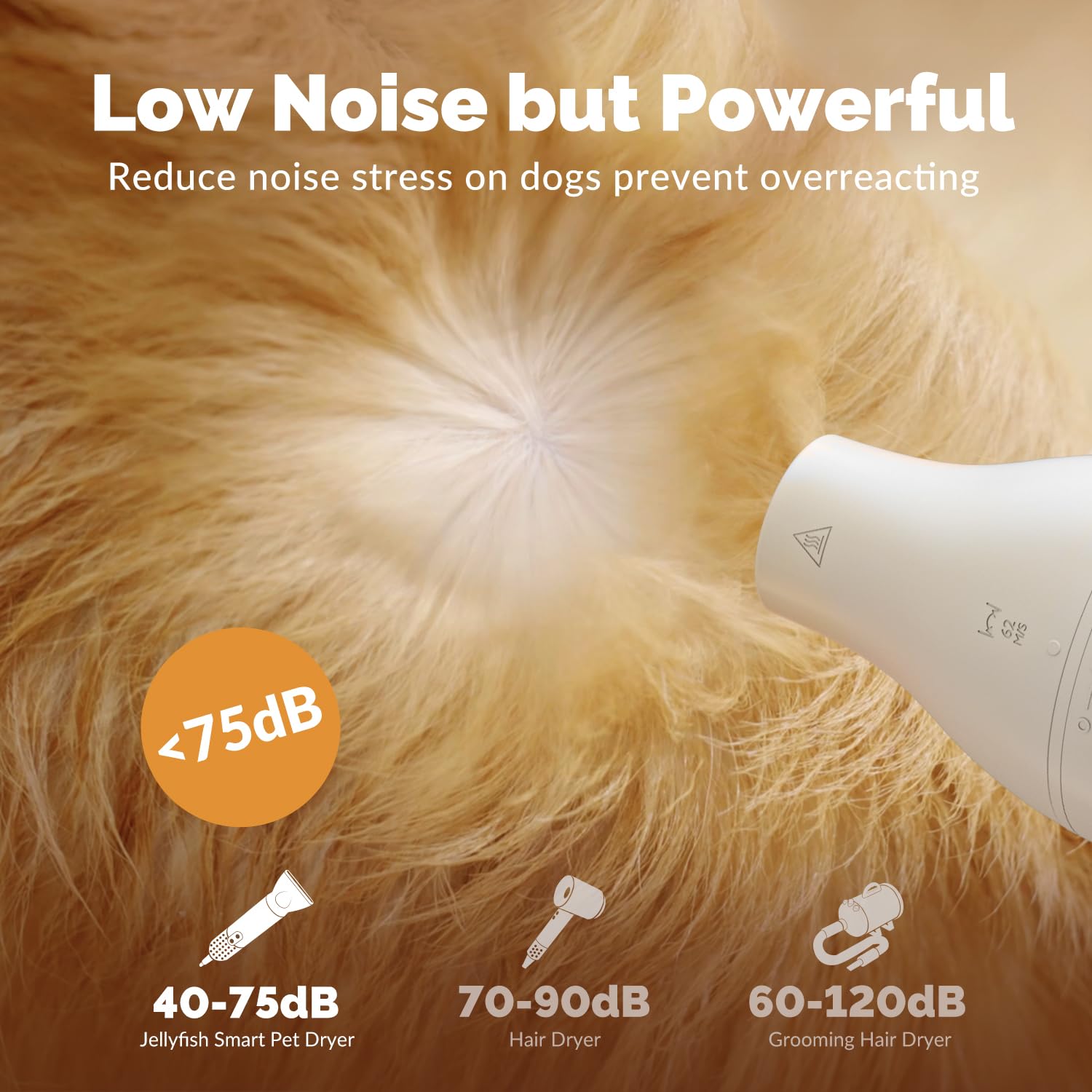 2 in 1 Grooming Kit for Pet-Dog Hair Dryer & Professional Grooming Brush for Frizzy Dog Hair Styling-1.21lb Lightweight Handhold Portable High Velocity Force Blower+4 Replacement Nozzle at Home Travel