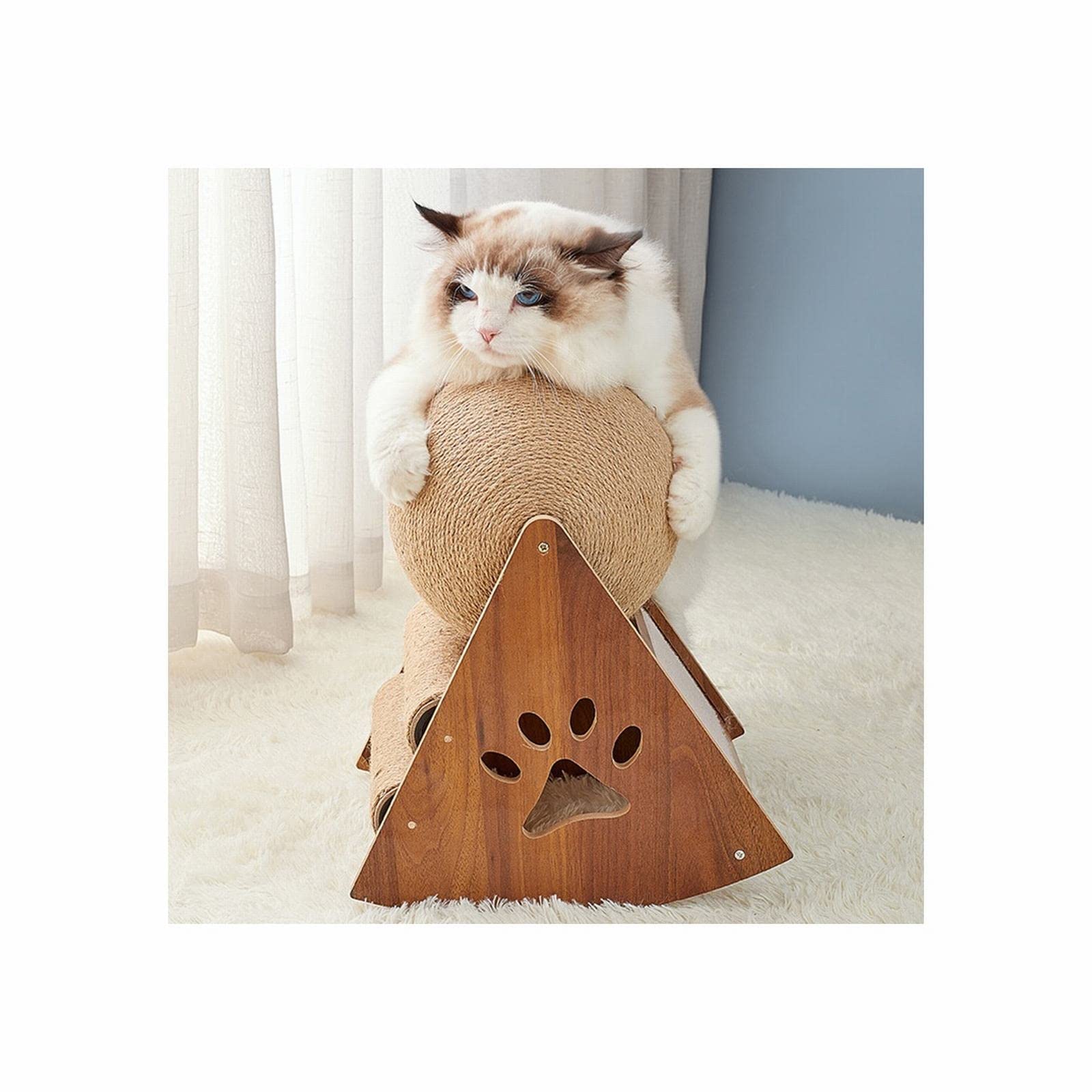 MENGKK Interactive Toys for Cats New Large Tumbler Cat Catching Ball Sisal Column Scratching Solid Wood Climbing Frame Toys Accessories