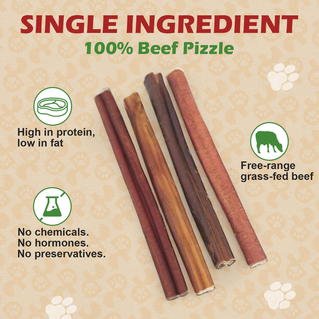 PETPURO 6" Natural Bully Sticks for Dogs, Long-Lasting USA Made Beef Dog Chew Treats 100 Count
