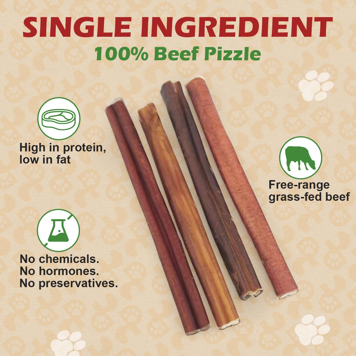 PETPURO 6" Natural Bully Sticks for Dogs, Long-Lasting USA Made Beef Dog Chew Treats 100 Count