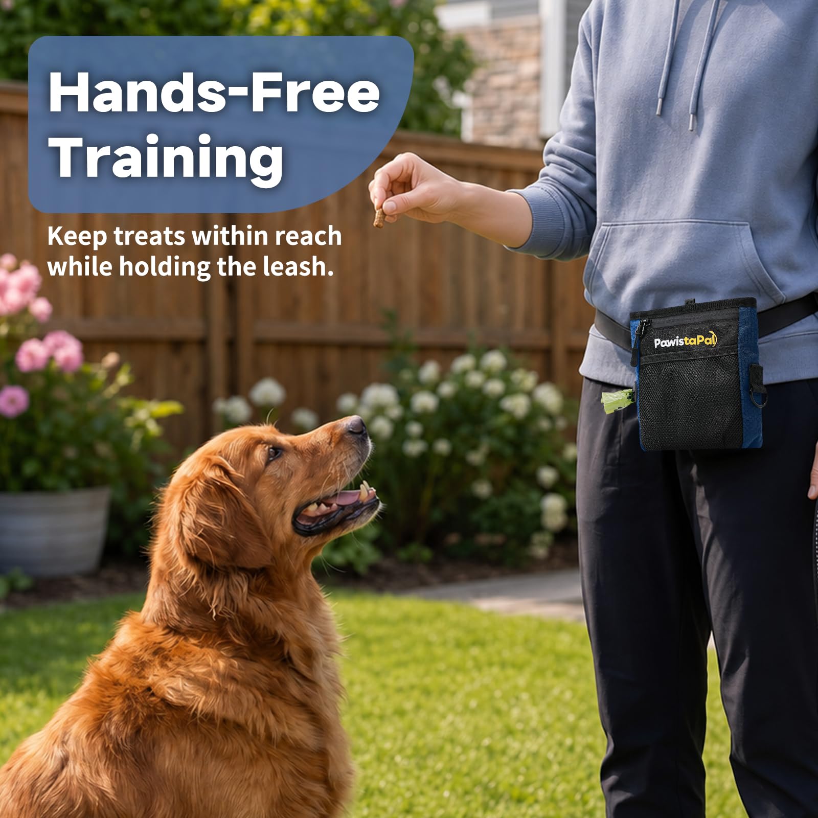 Green Dog Treat Pouch and Service Dog in Training Vest Kit, One-Hand Magnetic Treat Bag with Silicone Liner for Medium Dogs,Reflective No Pull Harness with Handle, 6 Patches and Metal Buckles