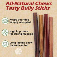 PETPURO 6-Inch Natural Beef Bully Sticks for Dogs - 100 Count