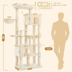 Heybly 76-Inch Heavy-Duty Cat Tree Tower for Large Cats