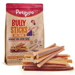 PETPURO 6-Inch Natural Beef Bully Sticks for Dogs - 100 Count