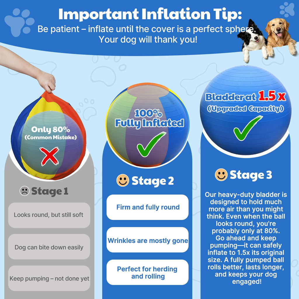 Happypaw 3.0 2026 Upgrade Herding Ball for Dogs – Enhanced Chew Resistance & Heavy-Duty Material, Dog Toy Agility Equipment for Australian Shepherds,Collies,Includes 5 Repair Patches