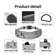 Hands-Free Running Dog Leash with Zipper Pouch & Handles