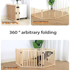 Yuidaaavzz Freestanding Wooden Pet Gate & Playpen Fence