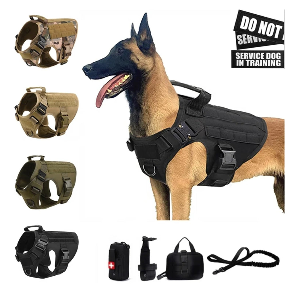 Tactical Military Vest Pet German Shepherd Golden Retriever Tactical Training Dog Harness and Leash Set for All Breeds Dogs