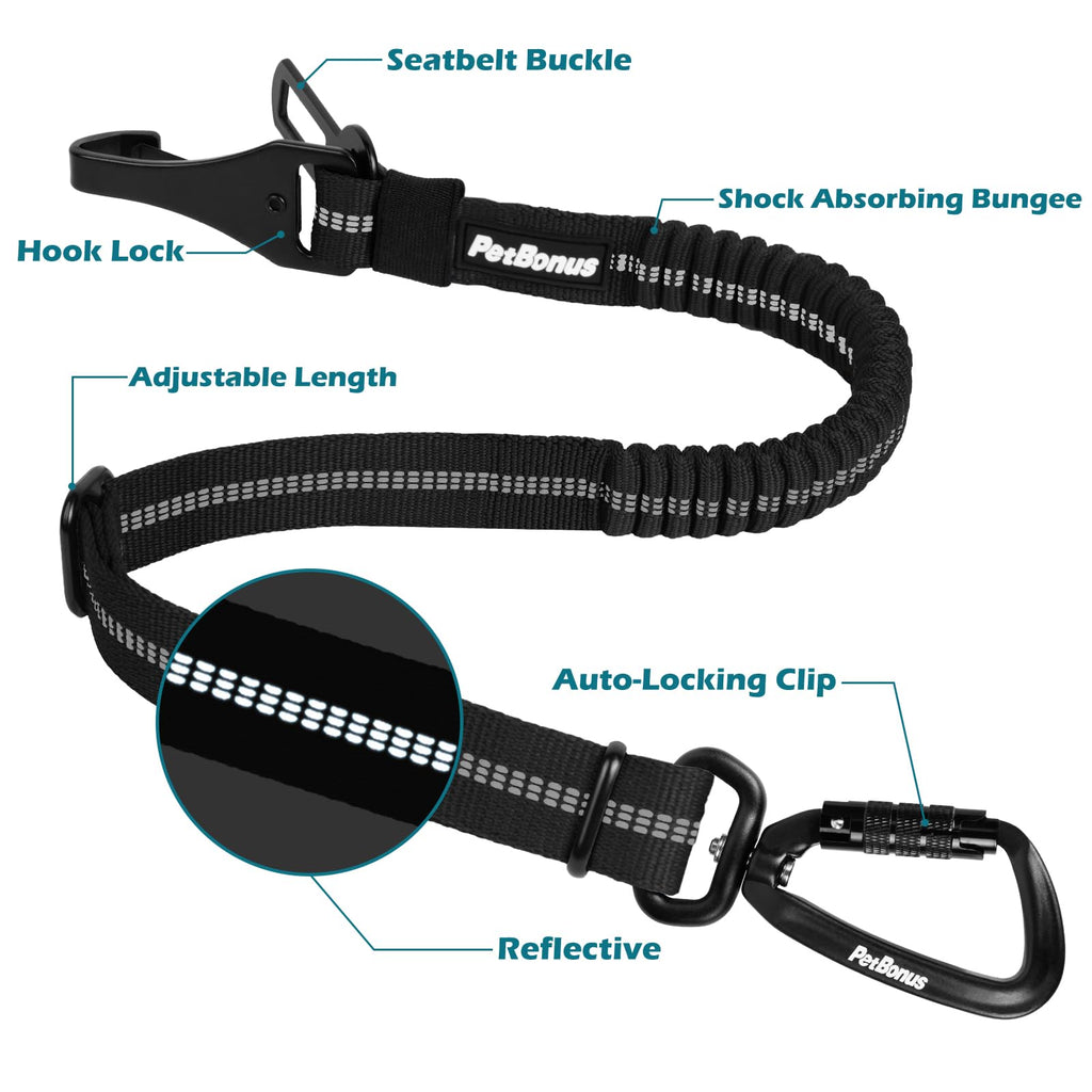 PetBonus Dog Seat Belt for Car, Durable Safe Dog Car Harness for Vehicle