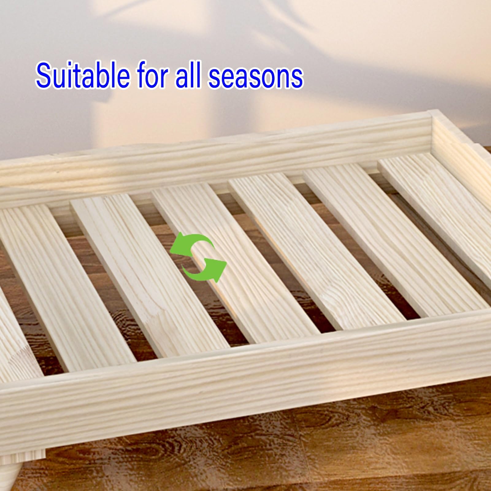 HOLGVE Wood Pet Bed, Dog Bed/cat Bed, Off The Ground Elevated Pet Bed, Usable in All Seasons Camp Bed, with Mattress Indoor Pet Bed(48.4x27.9x7in/123x71x18cm)