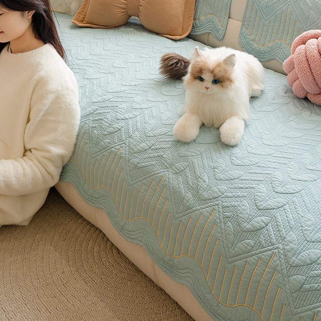 Couch Cover for 2-3 Cushion, Sofa Cover for Dogs, Furniture Protector Cover, Washable Non-Slip, Sofa Slipcovers