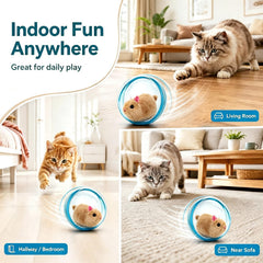 Self-Rolling Interactive Cat Ball with Plush Animal Toy