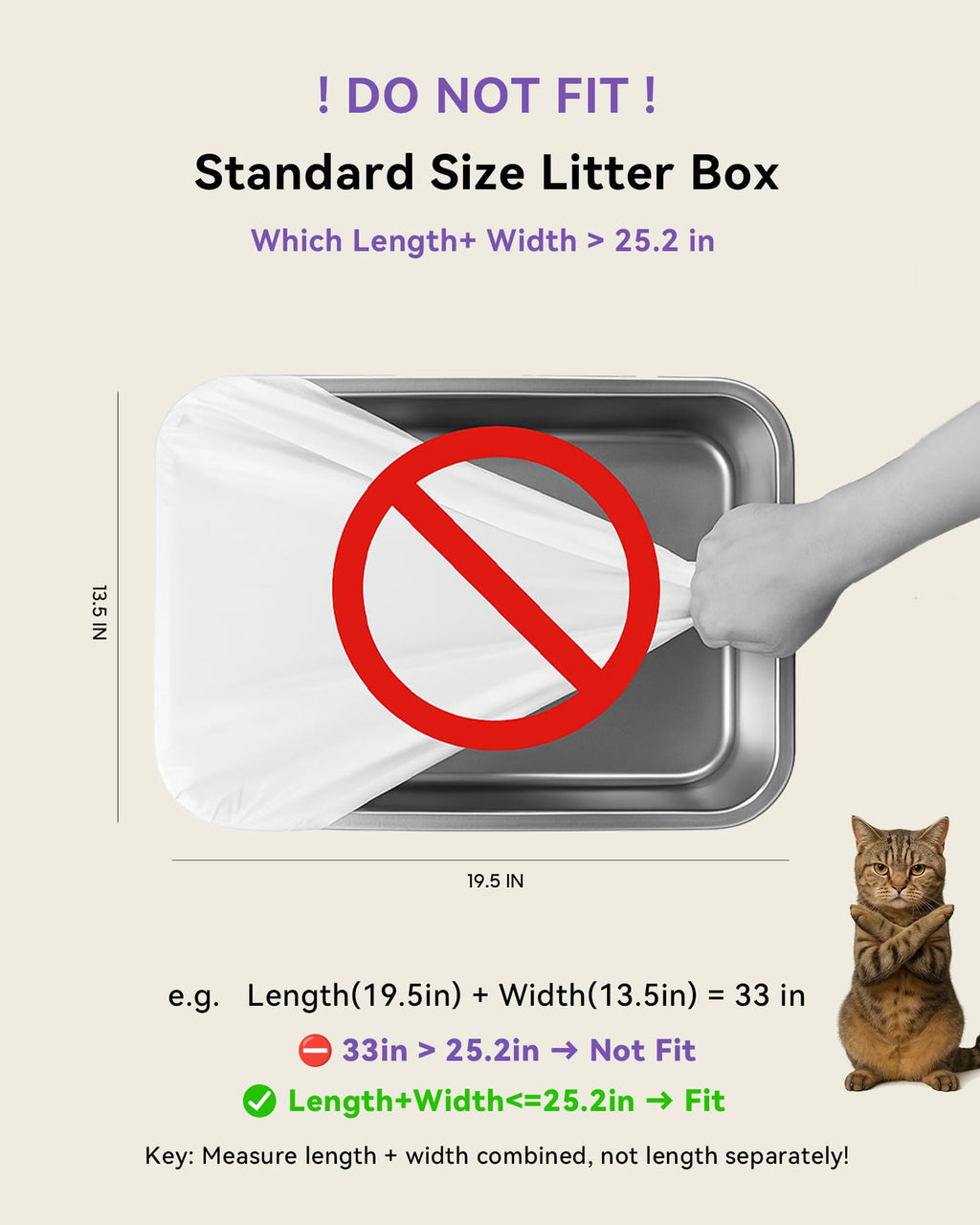Automatic Cat Litter Box Liners Compatible with PetPivot AutoScooper 11/12 and Similar Open Top Self Cleaning Litter Box, Heavy Duty Cat Litter Bags Liners with Drawstring, 25.19" x 11.8"