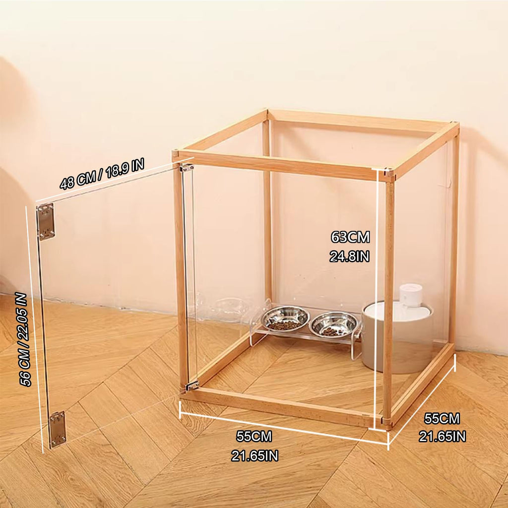 Transparent Dog Playpen with Door, Wooden Pet Fence BER for Small & Mum Dogs, DIY S Combinat, Cat Partit, Indoor/Outdoor Use