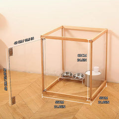 Transparent Wooden Dog Playpen & Pet Fence with Door