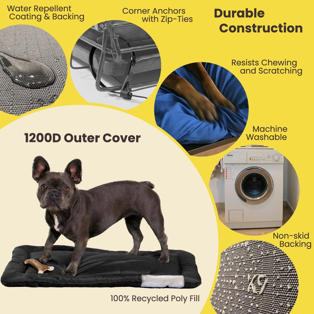 K9 Ballistics Tough Rip-Stop Dog Crate Pad - Washable, Durable and Water Resistant Dog Crate Beds - Sizes: Small, Medium, Large, XL, XXL. Fits in Crate