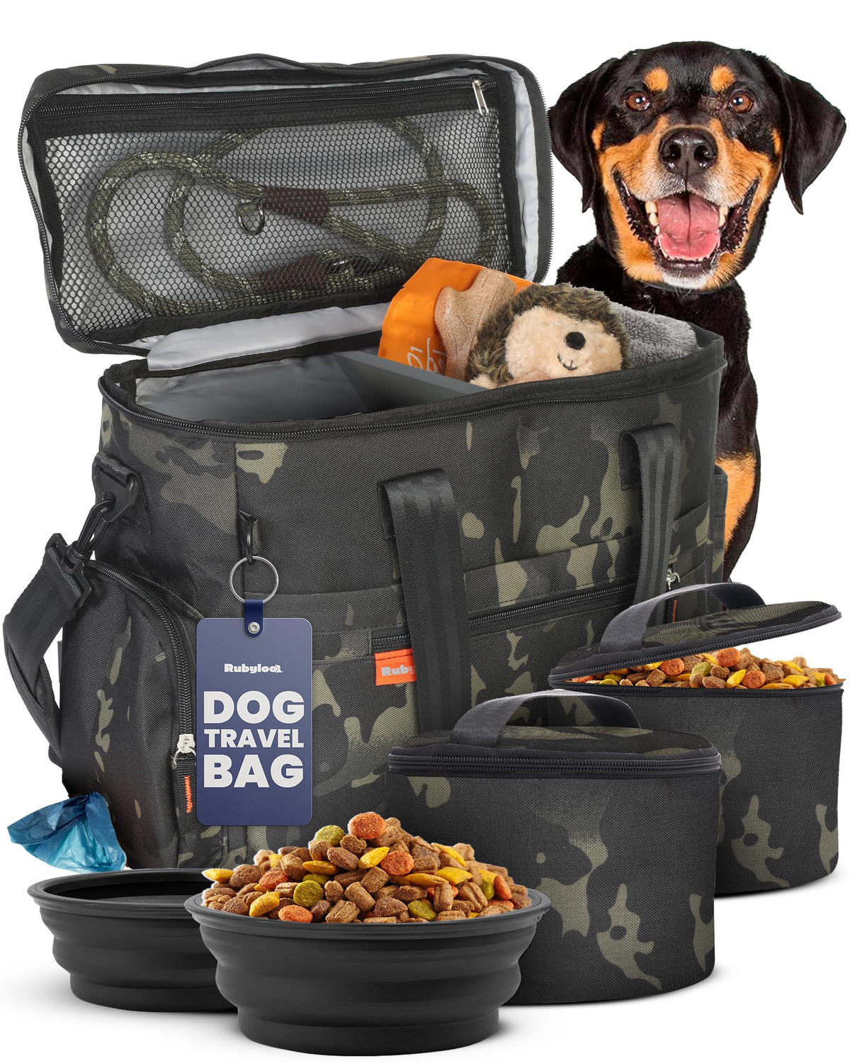 Rubyloo Doggy Bag Travel Feeding Kit with Bowls & Containers