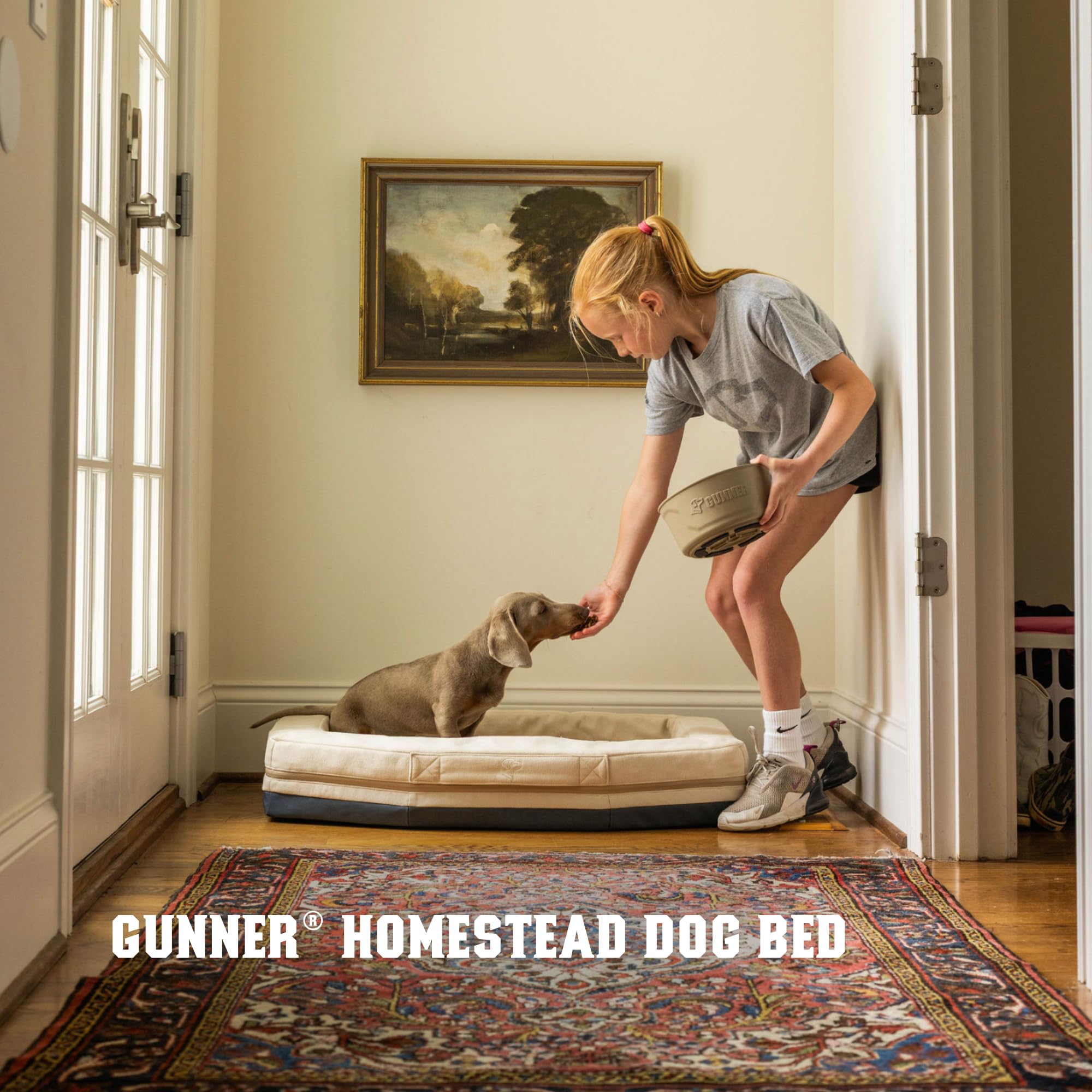 GUNNER Homestead Dog Bed – Orthopedic Memory Foam Pet Bed with Washable Cover, Durable Non-Slip Base, Bolstered Sides for Dogs, Comfortable Indoor Lounger
