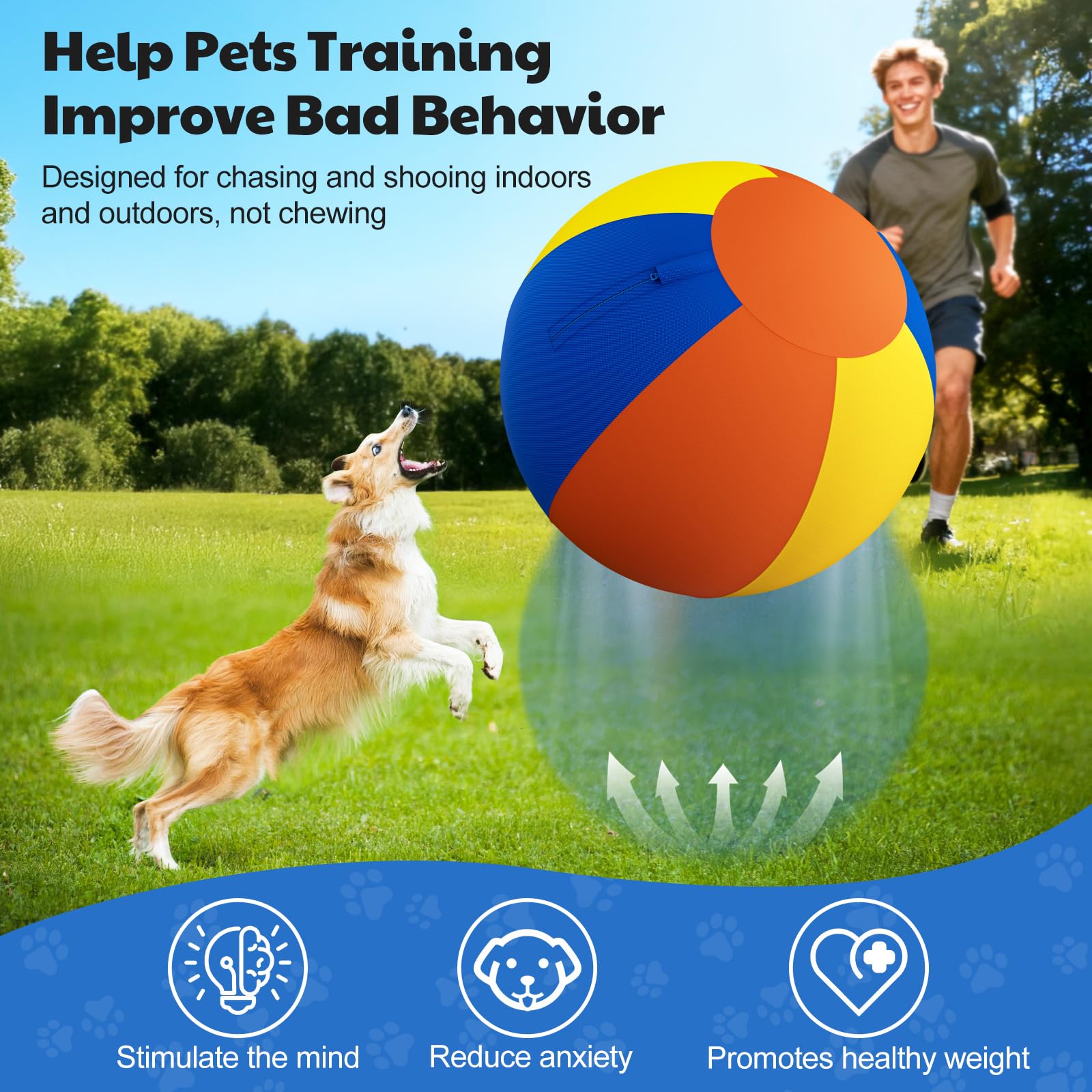 Happypaw 3.0 2026 Upgrade Herding Ball for Dogs – Enhanced Chew Resistance & Heavy-Duty Material, Dog Toy Agility Equipment for Australian Shepherds,Collies,Includes 5 Repair Patches